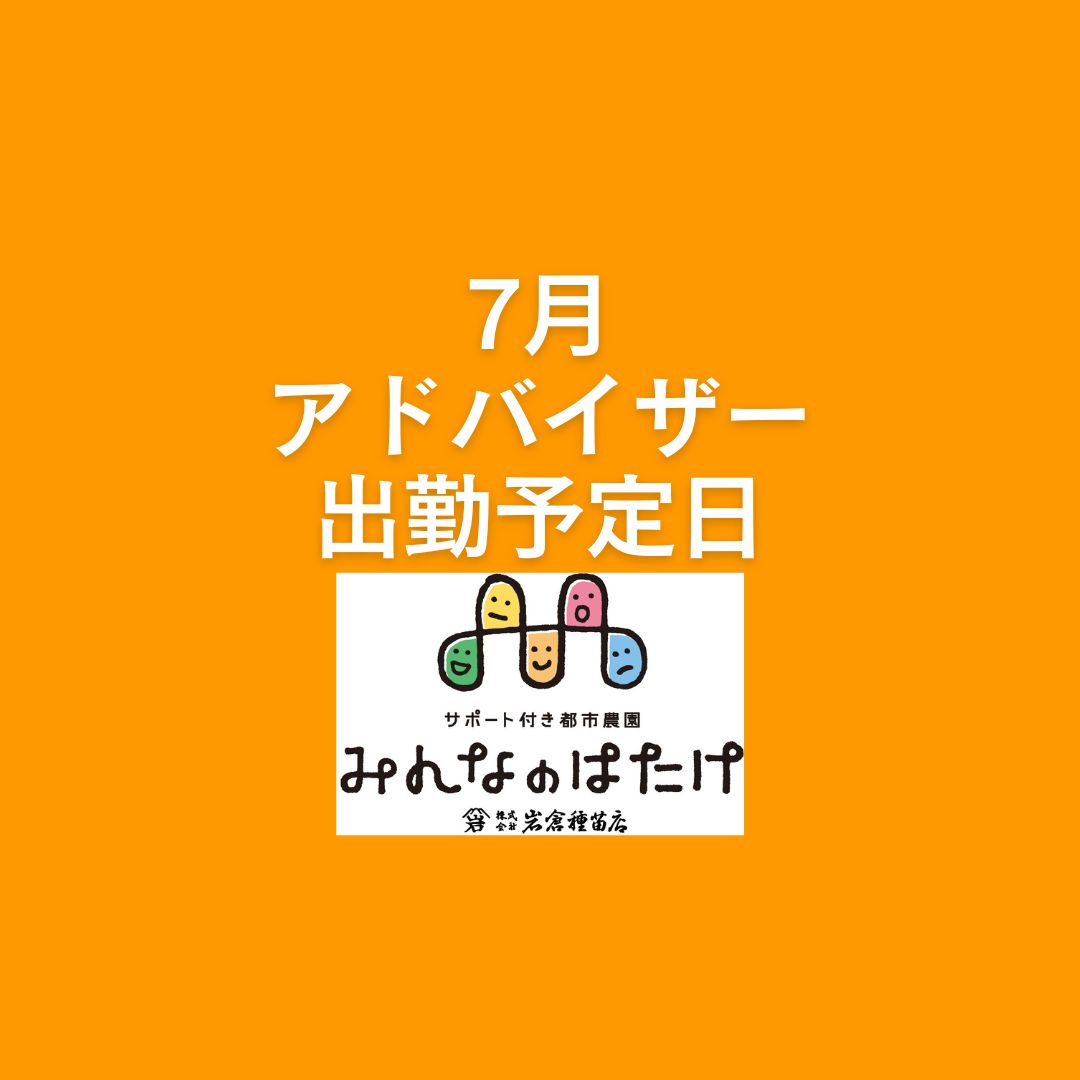 令和7年7月の菜園アドバイザー勤務予定
