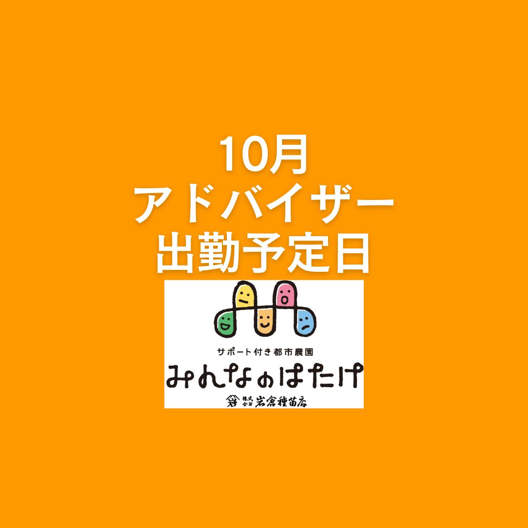 2025年10月の菜園アドバイザー勤務予定